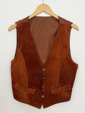 Vintage Brown Suede Leather Western Style Vest